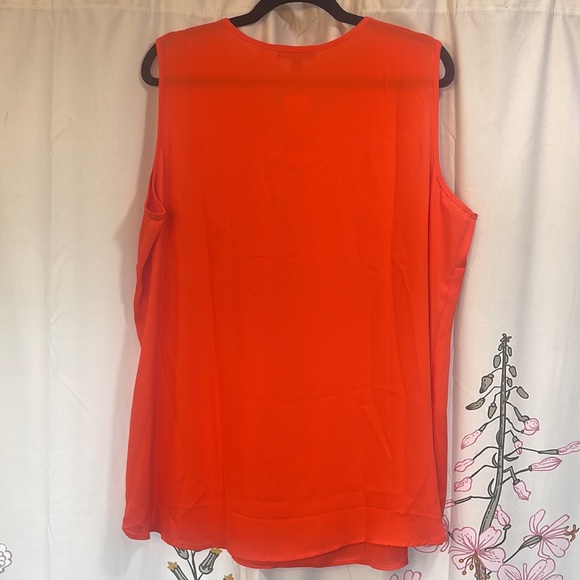 Lane Bryant Bright Orange Sleeveless Camisole Top with Lace-up Neckline - Picture 6 of 11